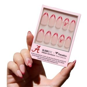 Glamnetic x Fanatics Press On Nails Alabama Crimson Tide Almond Red French Tips